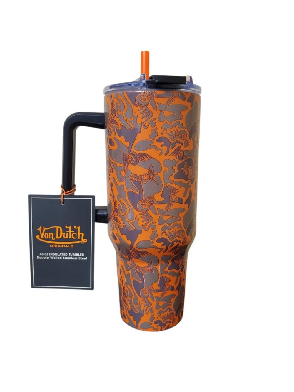 Von Dutch Camoscope 40 Oz Stainless Steel Insulated Tumbler Cup With Straw